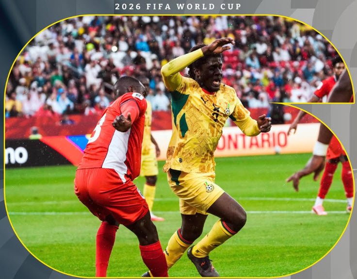 Ghana players celebrate Caleb Yirenkyi's 95th-minute winner against Panama at the 2026 FIFA World Cup